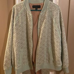 Sage Victoria Beckham lace bomber jacket